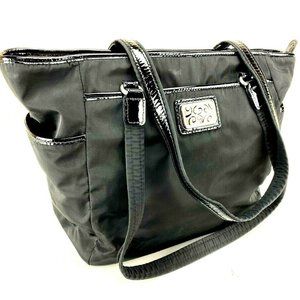 BRIGHTON Tote Bag Black Nylon Twister Squared